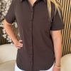Mi Piace – Blouse Korte Mouwen – Espresso