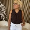 Mi Piace – Top V Neck Pleated – Espresso