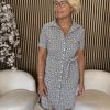 Mi Piace - Dress Short Sleeves Mimimal Print - Espresso