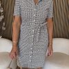 Mi Piace - Dress Short Sleeves Mimimal Print - Espresso