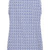 Mi Piace - Top V Neck Pleated Minimal Print - Nautic Blue