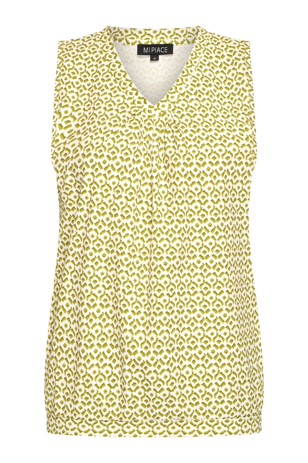 Mi Piace - Top V Neck Pleated Minimal Print - Sweet Pea