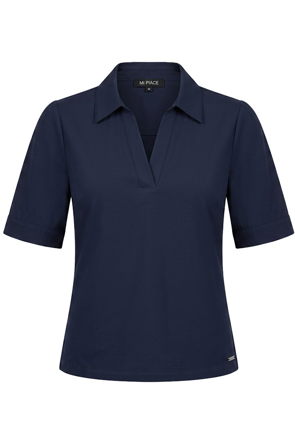 Mi Piace - Polo Top Puff Sleeves - Dark Blue