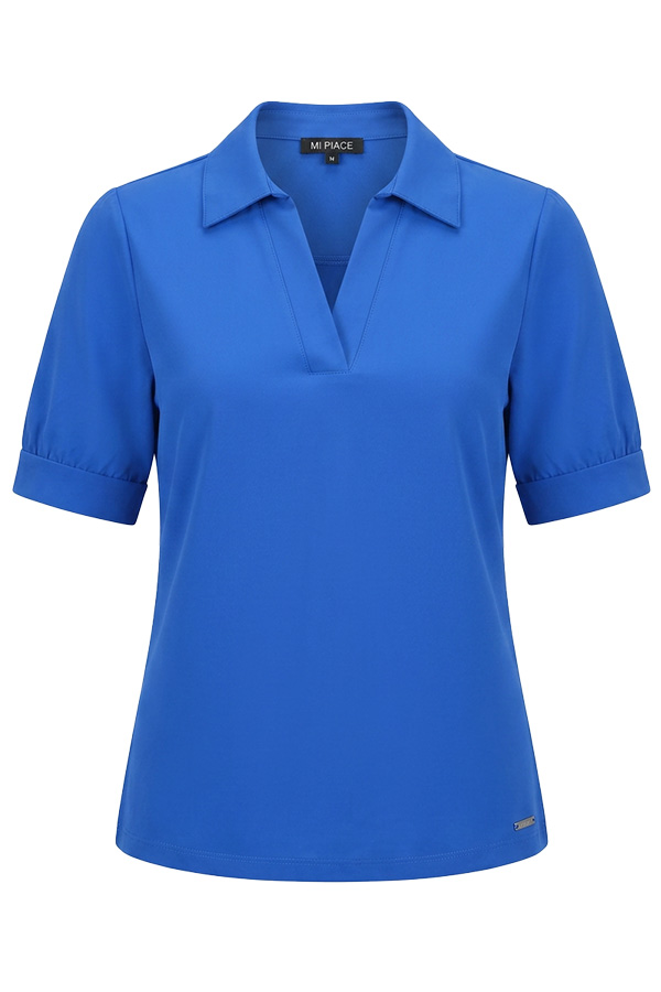 Mi Piace - Polo Top Puff Sleeves - Nautic Blue