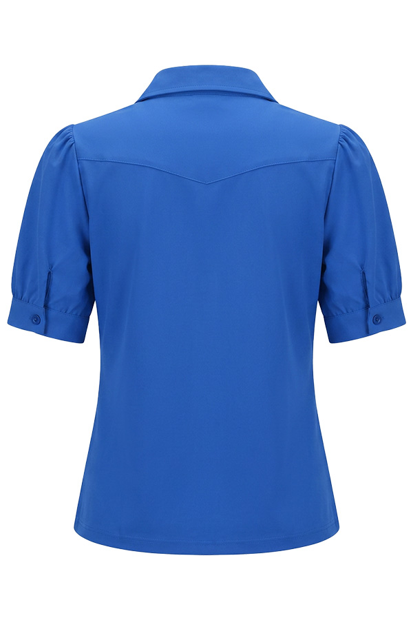 Mi Piace - Polo Top Puff Sleeves - Nautic Blue