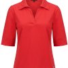 Mi Piace - Polo Top Puff Sleeves - Red
