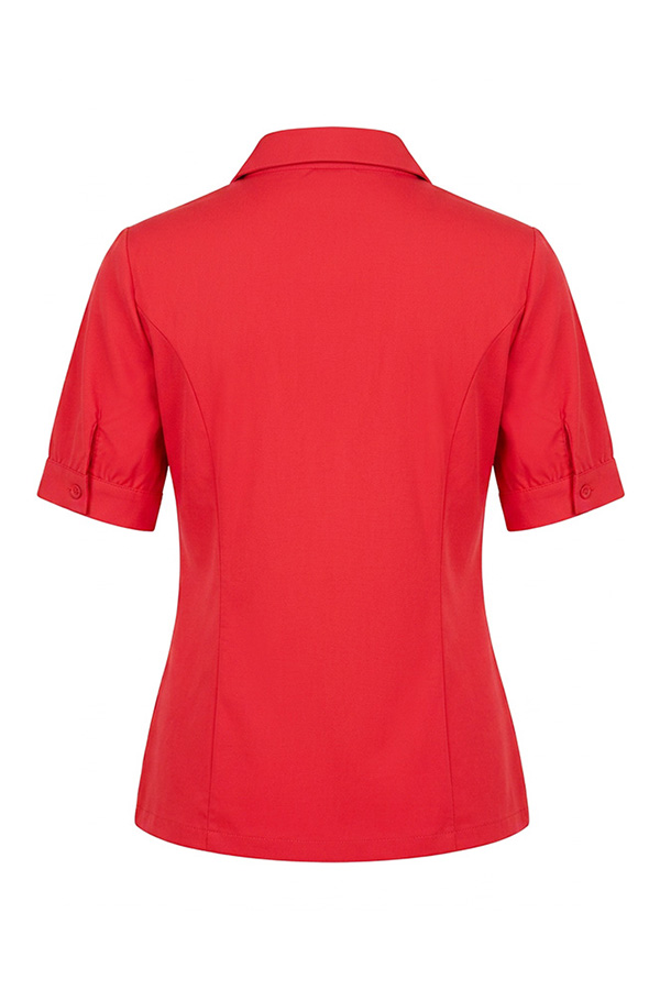 Mi Piace - Polo Top Puff Sleeves - Red