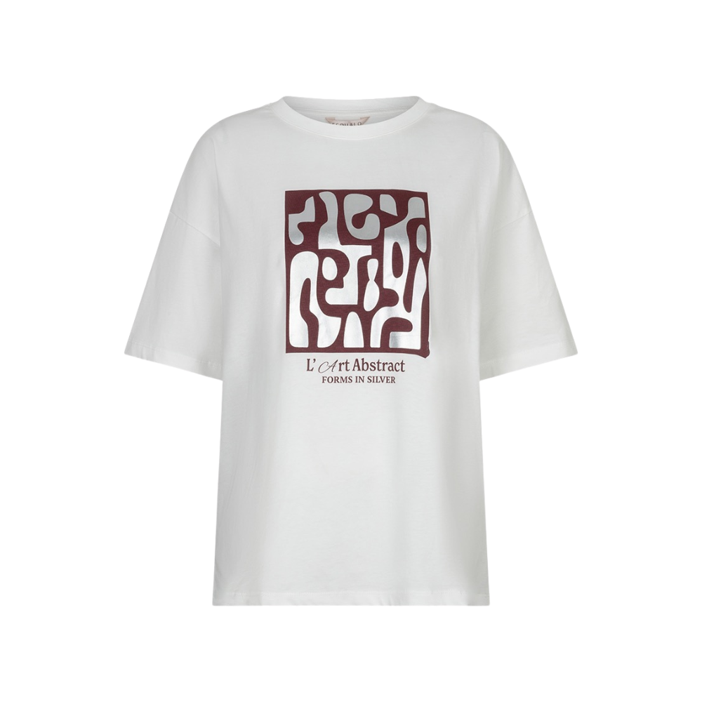 EsQualo - T-shirt ''Forms'' - Off White / Merlot
