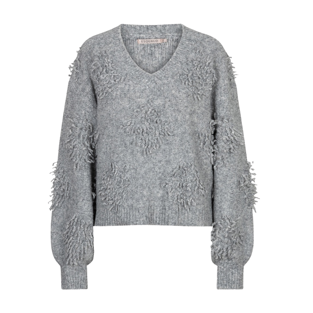 EsQualo - Sweater 3D fringes - Grey