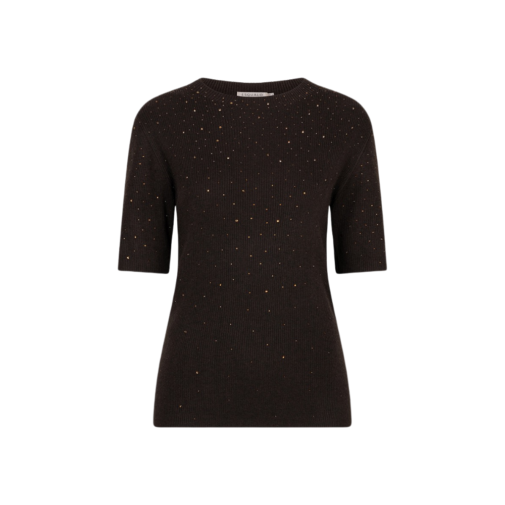 EsQualo - Sweater s/slve studs - Cacao