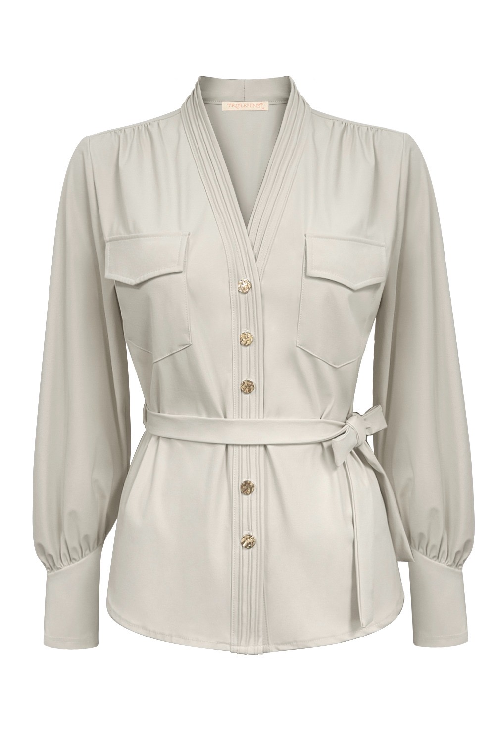 Triple Nine - Blouse cargo pockets and belt - Beige | Morgen in huis!