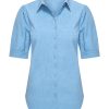 Mi Piace - Blouse Puff Sleeve Denim Print - Bleached Denim