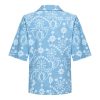 Mi Piace - Blazer Short Sleeve Denim Embroidery Print - Bleached Denim
