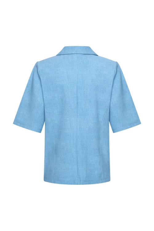 Blazer Short Sleeve Bonded Denim Print - Bleached Denim