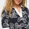Mi Piace - Polo Dress Puff Bow Print - Dark Blue | Off White