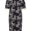 Mi Piace - Polo Dress Puff Bow Print - Dark Blue | Off White