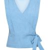 Mi Piace - Top Overslag Denim Print - Bleached Denim