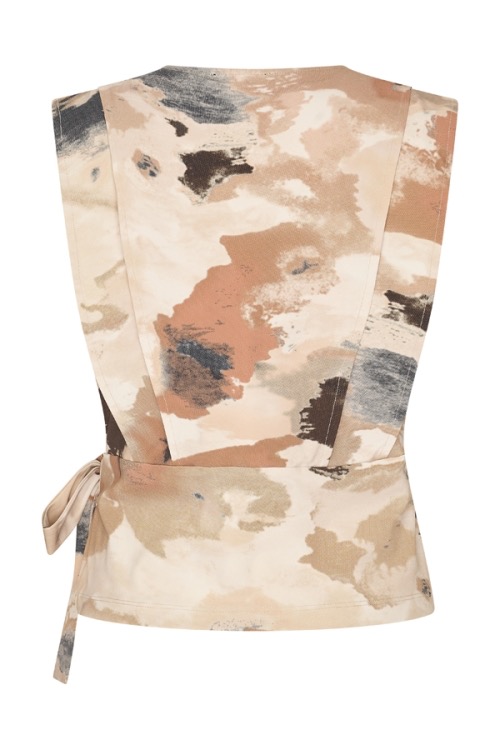 Mi Piace - Top Overslag Monet Print - Beige