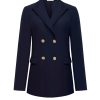 Triple Nine - Blazer Mid Length 4 Gold Buttons Double Press - Navy