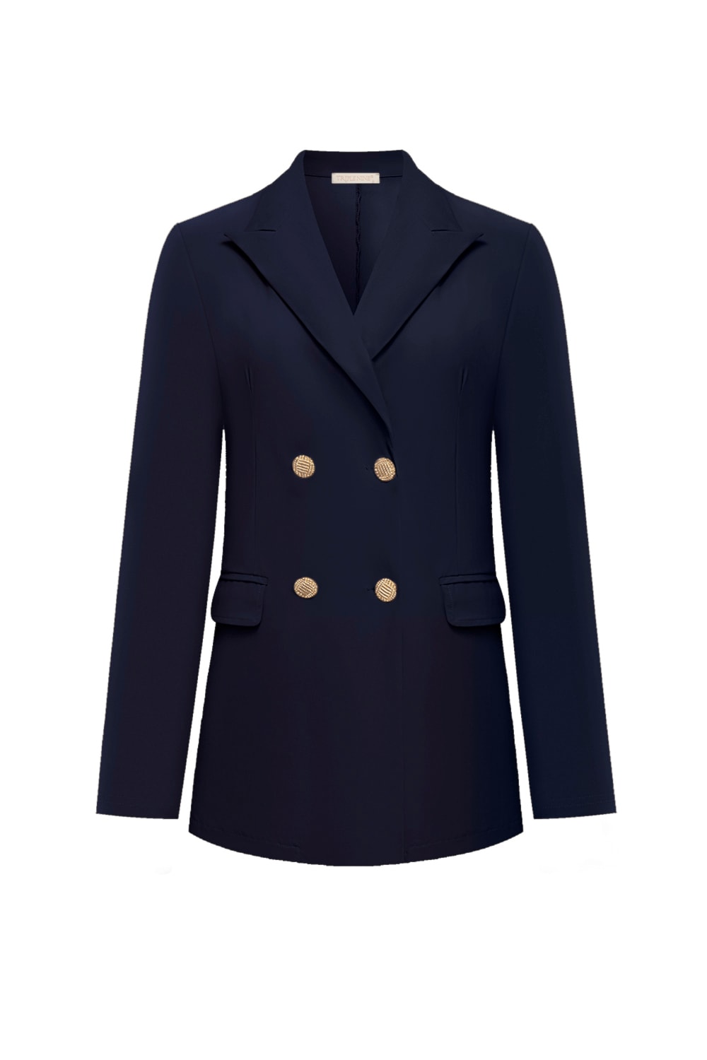 Triple Nine - Blazer Mid Length 4 Gold Buttons Double Press - Navy