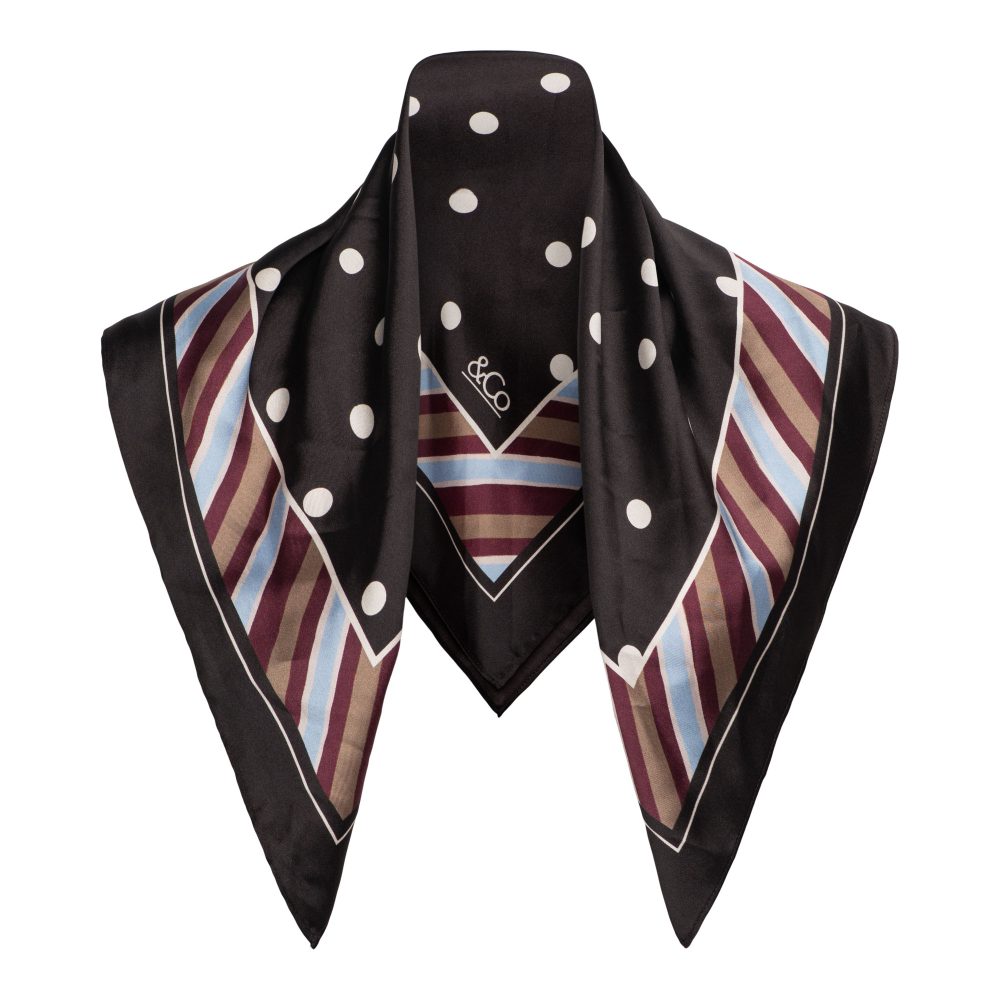 &Co Woman - Silke Dot Scarf - Dark Chocolate mu