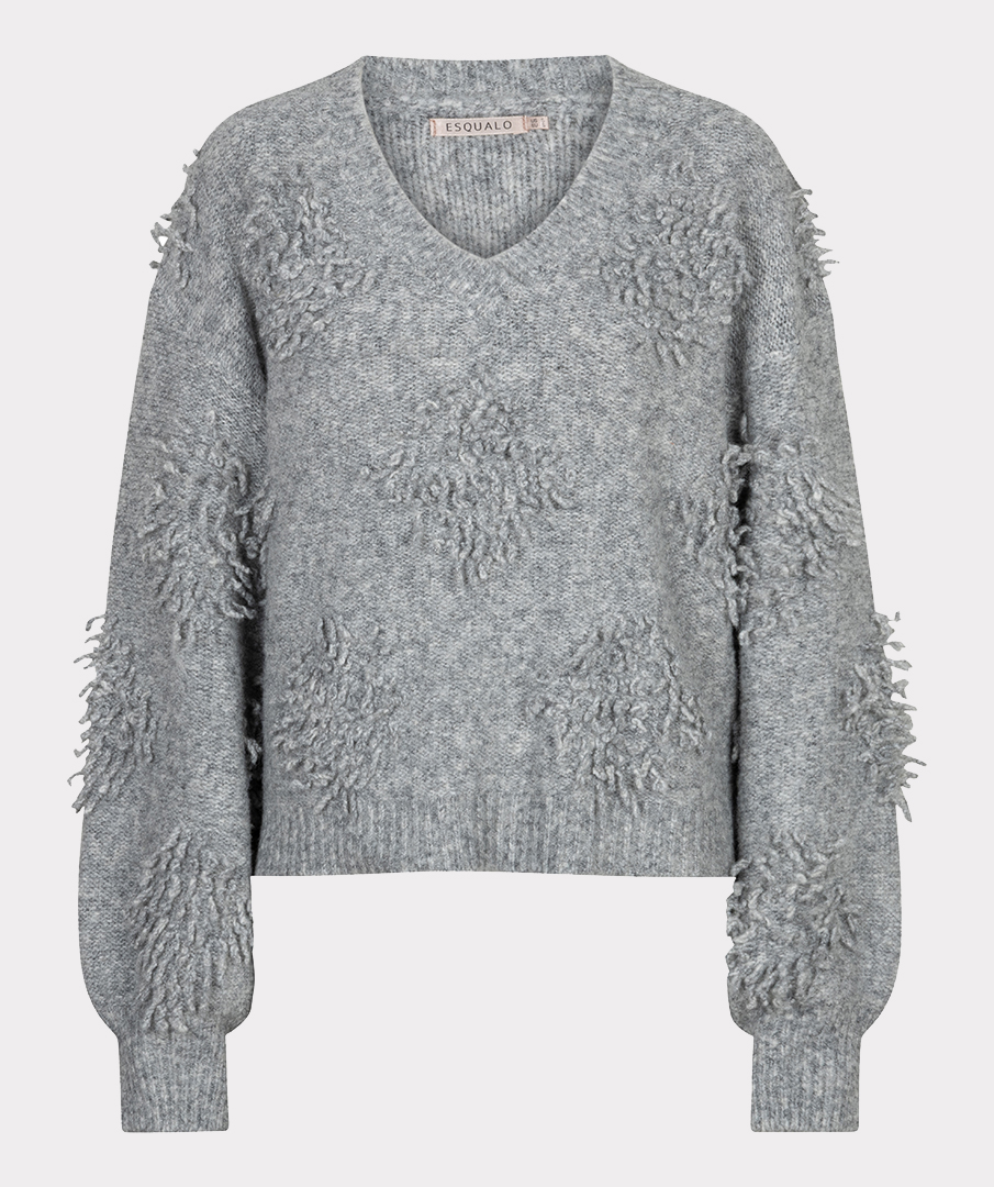 EsQualo - Sweater 3D fringes - Grey