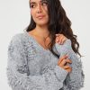 EsQualo - Sweater 3D fringes - Grey