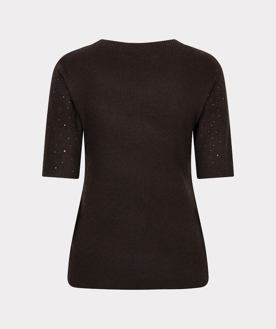 EsQualo - Sweater s/slve studs - Cacao
