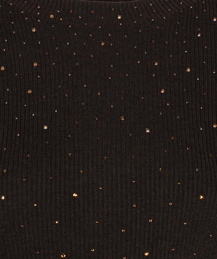 EsQualo - Sweater s/slve studs - Cacao