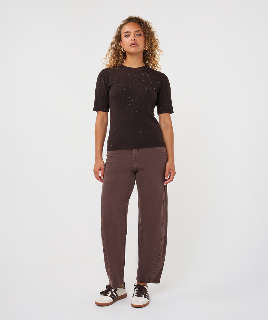EsQualo - Sweater s/slve studs - Cacao