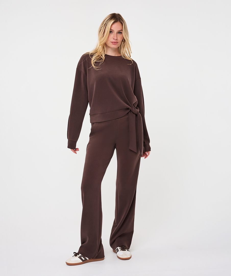 EsQualo - Sweater Modal knot detail - Cacao