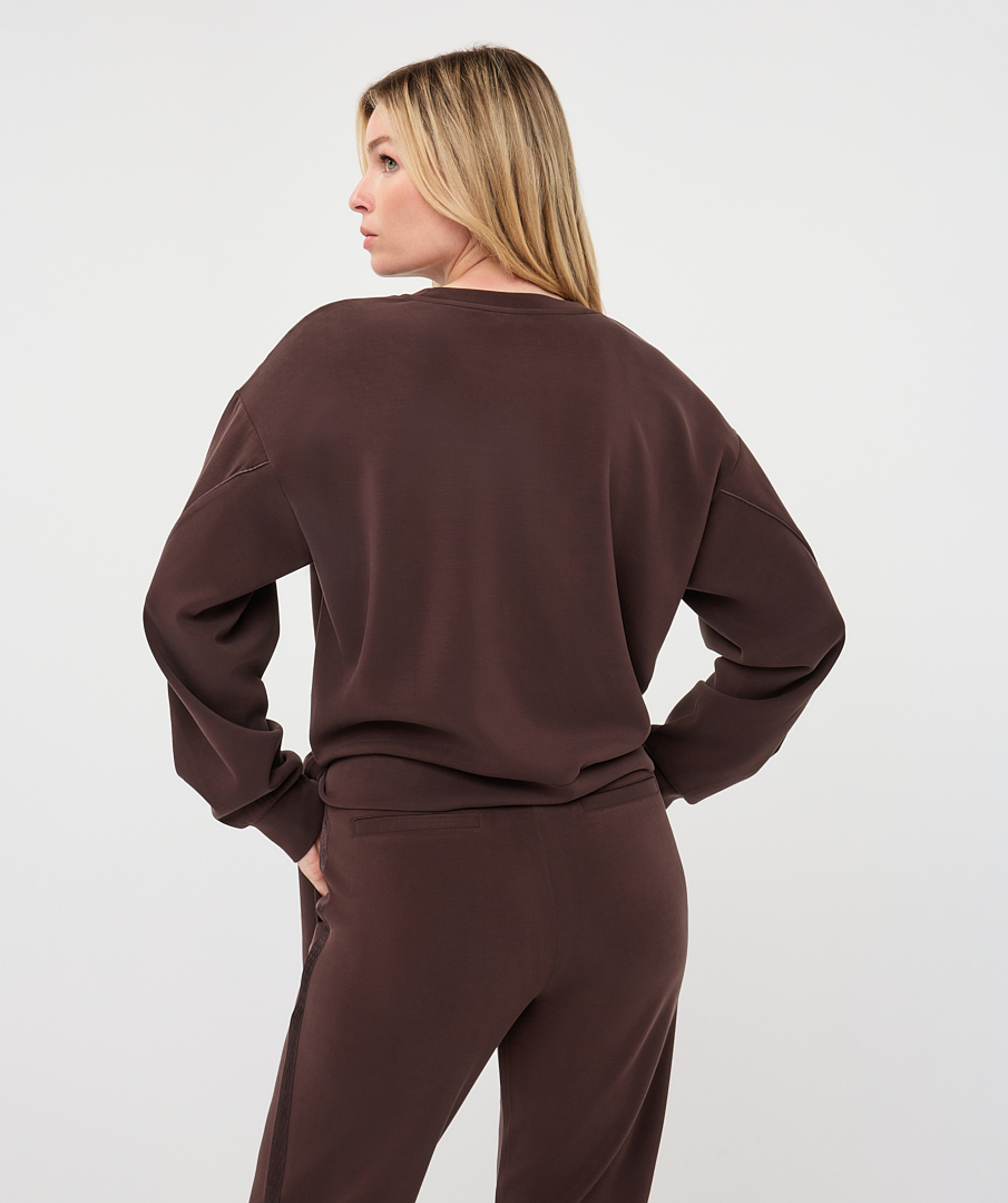 EsQualo - Sweater Modal knot detail - Cacao