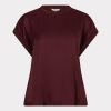 EsQualo - T-shirt roll up slve satin - Merlot