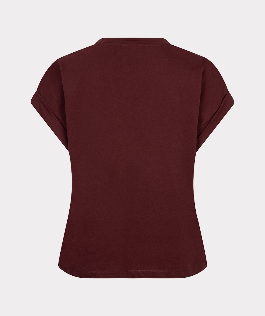EsQualo - T-shirt roll up slve satin - Merlot