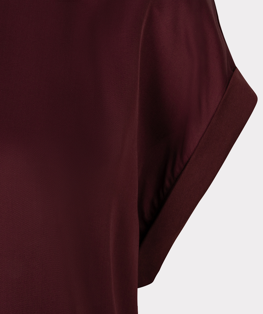 EsQualo - T-shirt roll up slve satin - Merlot
