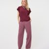 EsQualo - T-shirt roll up slve satin - Merlot