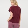 EsQualo - T-shirt roll up slve satin - Merlot