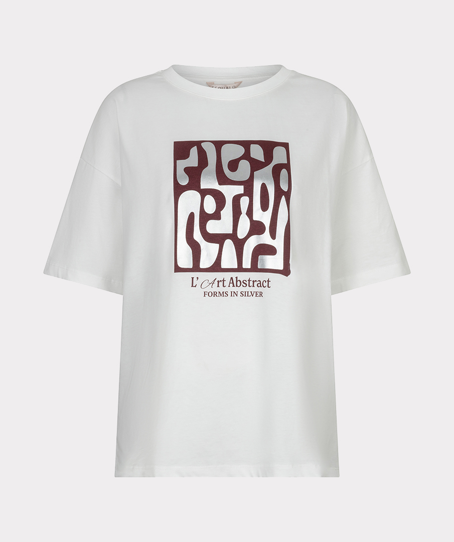 EsQualo - T-shirt ''Forms'' - Off White / Merlot