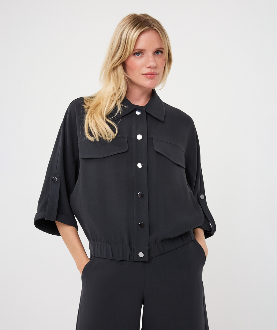 EsQualo - Blouse acetate - Dark Grey