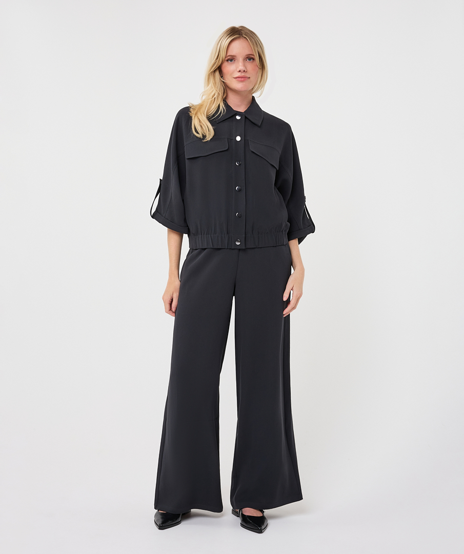 EsQualo - Blouse acetate - Dark Grey