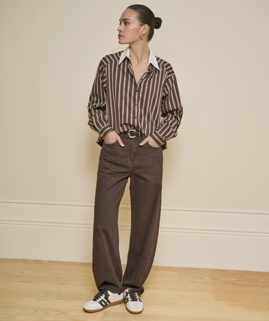 EsQualo - Trousers barrel jeans cacao - Cacao