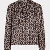 EsQualo - Blouse short bow Warm Cacao - Print
