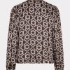 EsQualo - Blouse short bow Warm Cacao - Print