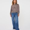 EsQualo - Blouse short bow Warm Cacao - Print