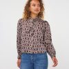 EsQualo - Blouse short bow Warm Cacao - Print