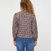EsQualo - Blouse short bow Warm Cacao - Print