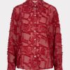 EsQualo - Blouse oversized basic plumetis - Raspberry