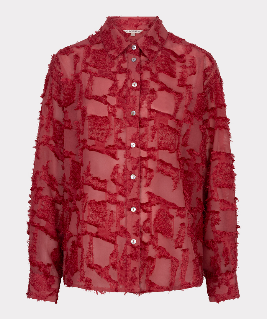 EsQualo - Blouse oversized basic plumetis - Raspberry