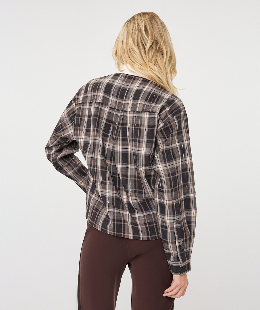 EsQualo - Blouse short check strass - Print