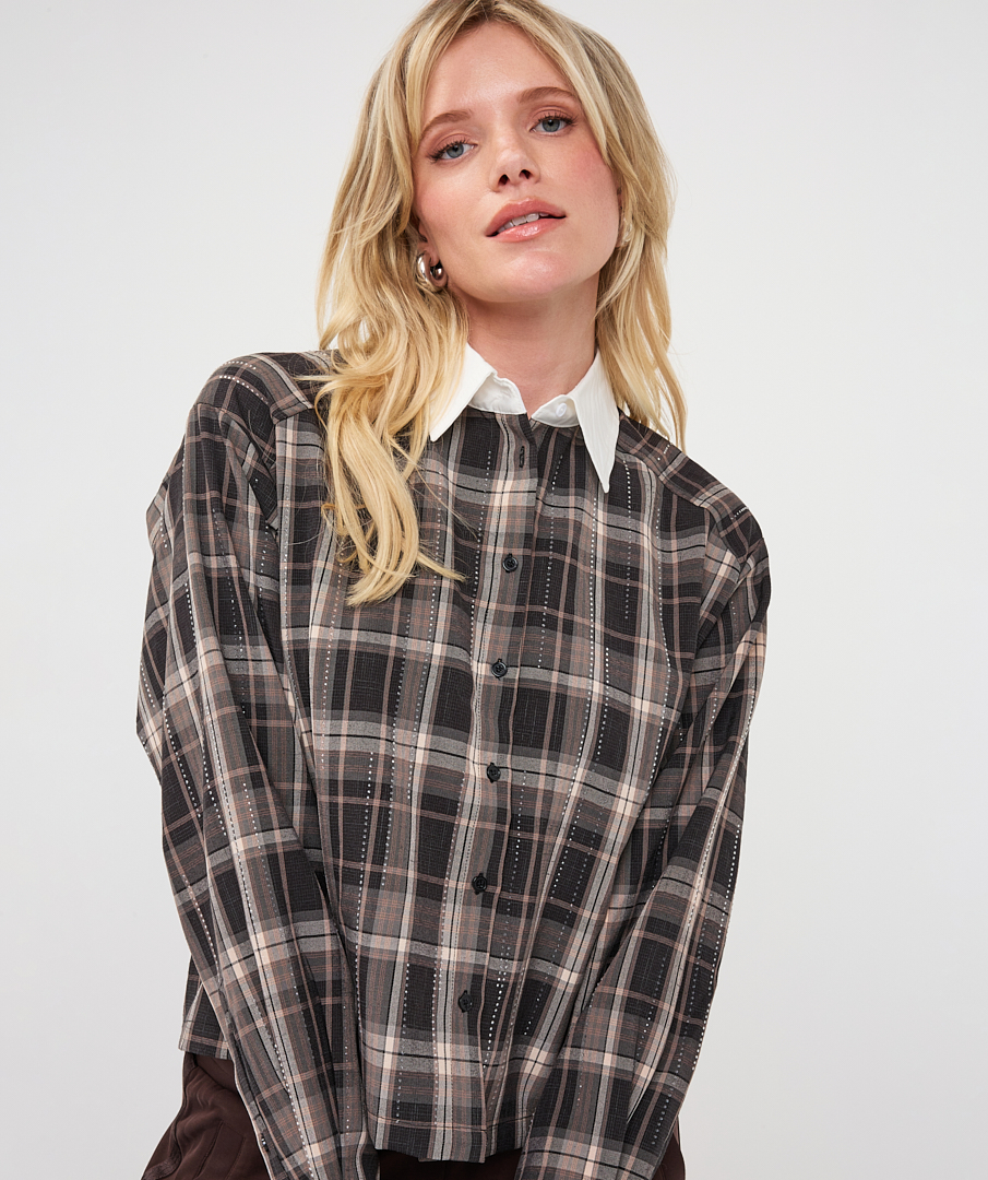 EsQualo - Blouse short check strass - Print
